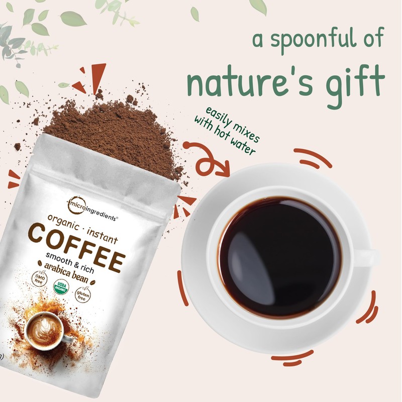 Organic Instant Coffee, 1lb Powder | Premium Arabica Coffee Beans