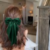 Large Hair Bows for Women Blackish Green Silky Satin Hair