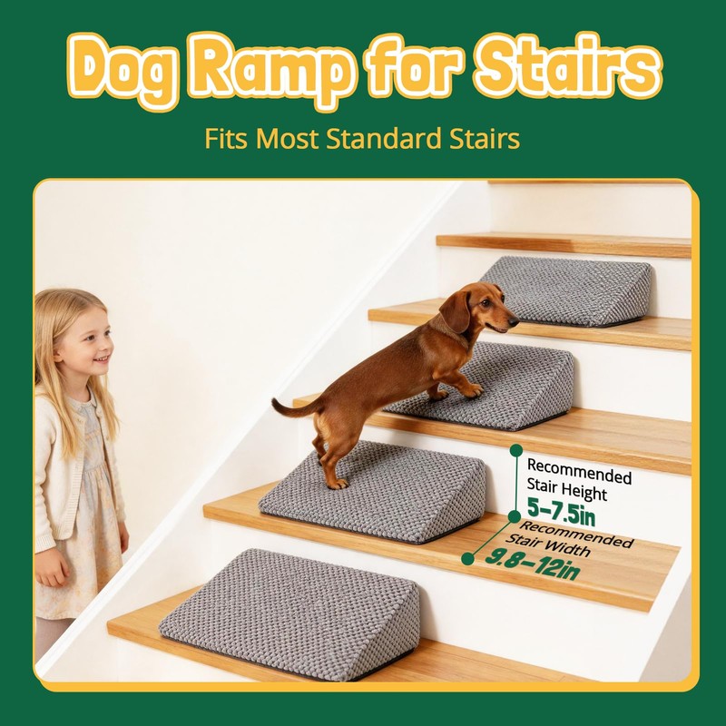 Dog Ramp for Stairs with Non-Slip Bump for Small &