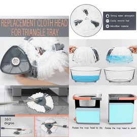 Spin Mop and Double Bucket Set with 5 Reusable Microfiber mop Head Dual-Chamber Water System Spining Mop Floor Cleaning Kit for Hardwood Tile Laminate Floors (Gray)