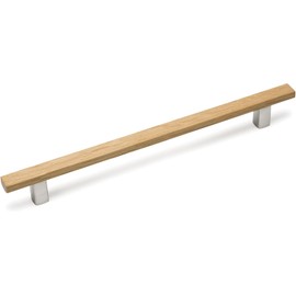 Gedotec Furniture Handles, Aluminium and Wood, Pack of 1, Folding Door Handles Furniture, Length: 284 mm, ARA, Oak, Stainless Steel Look, Minimalist, Cabinet Handles, Drawer Handles, Kitchen Handles,