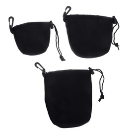 LALAFINA 3pcs Neoprene Camera Lens Bags Small Medium Large Drawstring Lens Protector Pouches for DSLR Mirrorless Cameras Moisture Bump Resistant