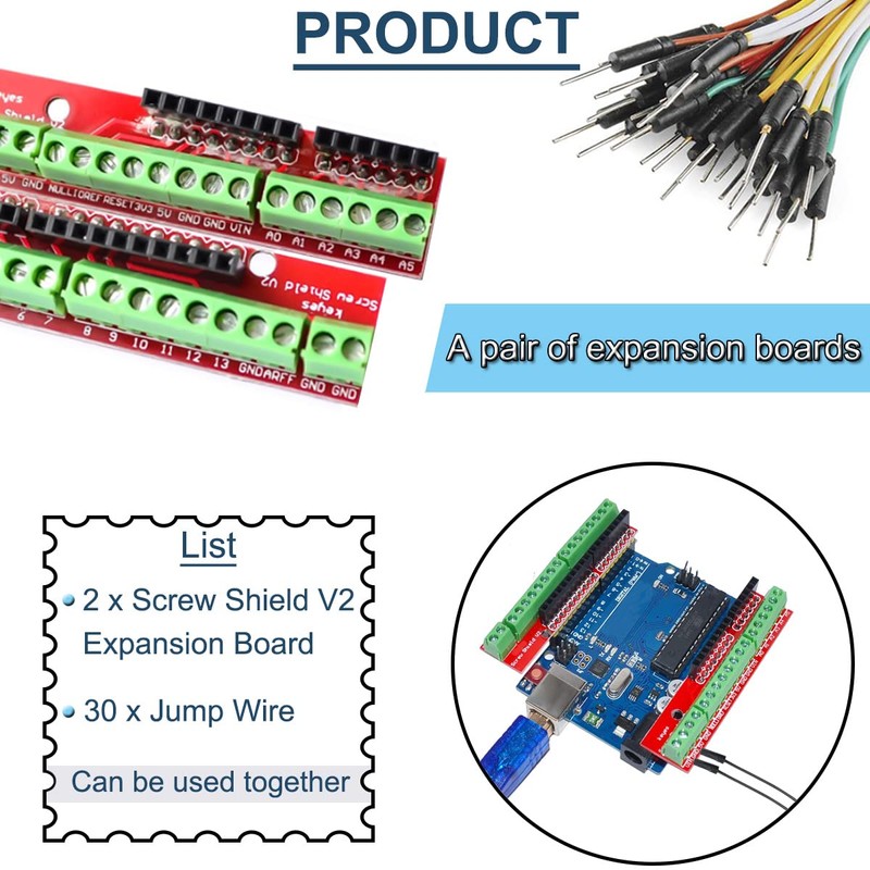 DAOKAI Screw Shield V2 Expansion Card, Stackable PCB Board, Durable,