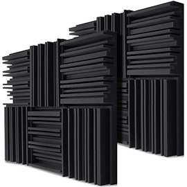 TroyStudio Acoustic Studio Absorption Foam Panel, 12 X 12 X 2 inches Pack of 12, Broadband Sound Absorber, Periodic Groove Structure Sound Absorbing Foam, Thick Dense 3D Decorative Wall Panels
