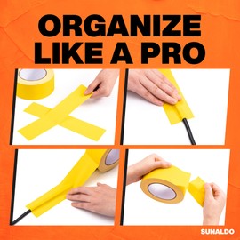 SUNALDO Gaffers Tape Heavy Duty, Easy to Rip, Residue-Free Professional Grade Floor Tape for Electrical Cords, Matte Finish Non Reflective, Weather Resistant (1, Yellow, 2" x 30 Yards)