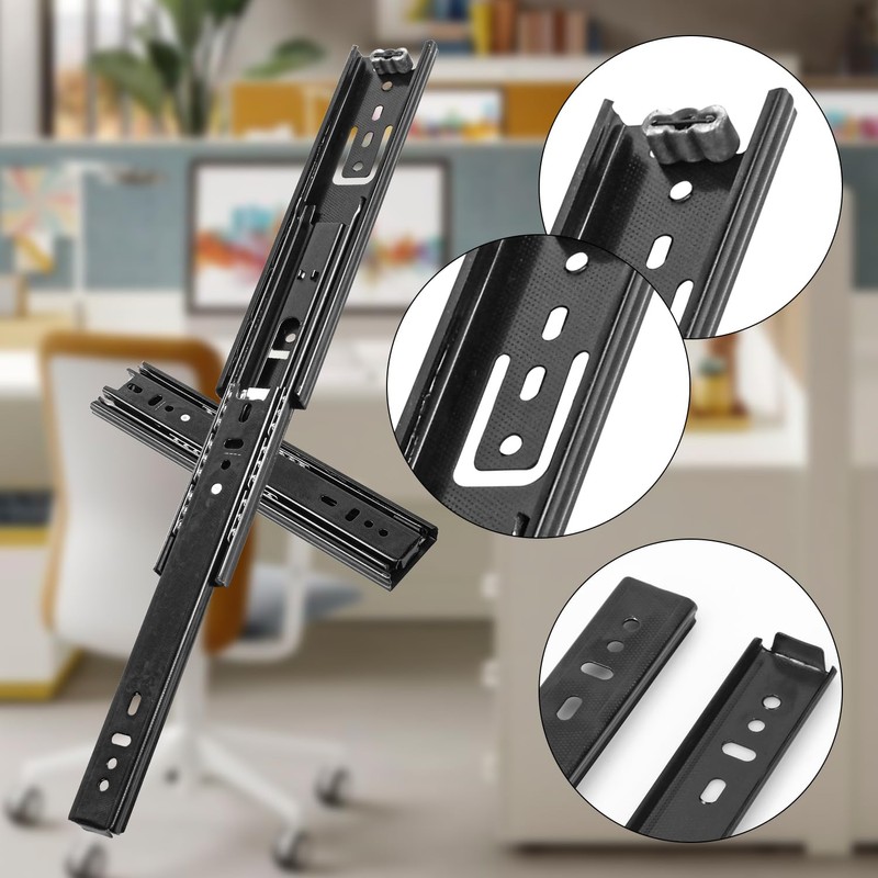 Biugaaufai 8 Pairs 8 Inch Black Full Extension Drawer Slides,