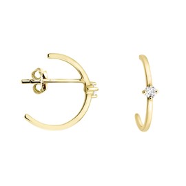 SOFIA MILANI - Women's Earrings 925 Silver Cubic Zirconia Stud Hoop Earrings, Yellow Gold, Cubic Zirconia