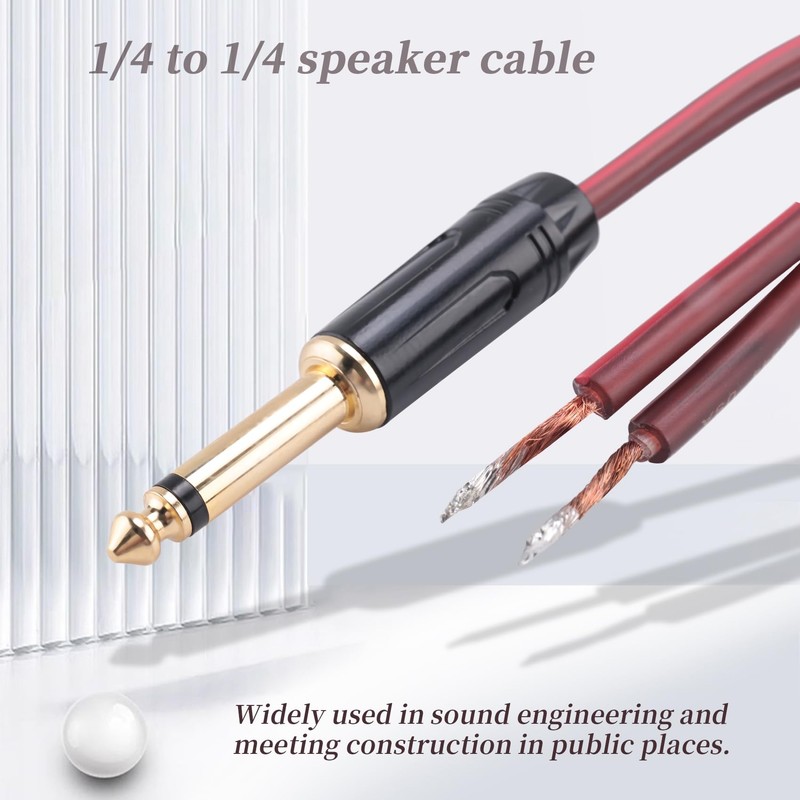 Peakloong 1/4 to Speaker Bare Wire,Audio Cable to 6.35mm Male