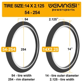 14x2.125 54-254 E-Bike Tire and Tube Set, 14 Inch Electric Scooter Tire Tube with Angled Valve Stem Replacement Electric Scooters,Bikes and Kids Bikes - 2 Pack