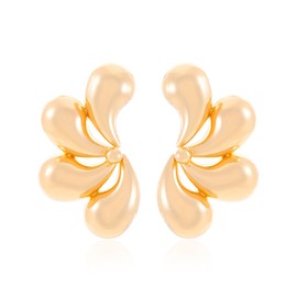 YISXVD Chunky Waterdrop Petal Flower Stud Earrings for Women Geometric Teardrop Dangle Earrings Trendy Statement Earrings Jewelry, Large, Metal, No Gemstone