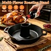 Vertical Cast Iron Chicken Roaster with Drip Pan for Juicy
