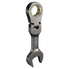 sourcing map Flex Head Stubby Ratcheting Combination Wrench 19mm Metric 72-Teeth CR-V Steel Nickel Plated Flex-Head Ratchet Wrench for Fasteners Nut Bolt