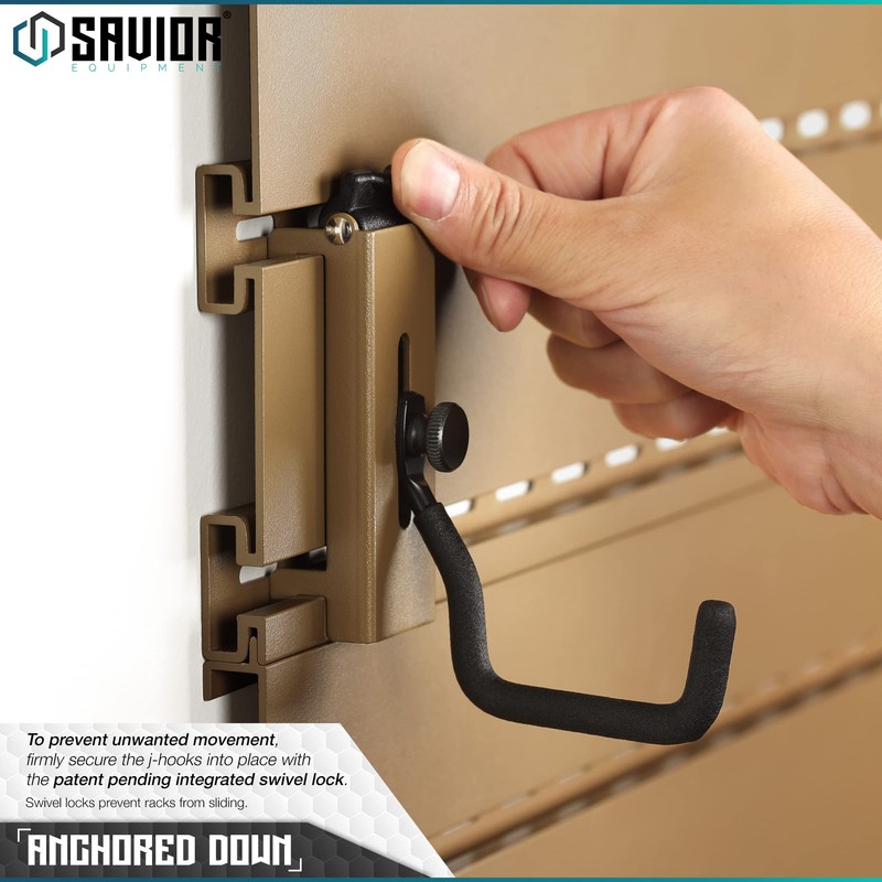 Savior Equipment Wall Rack System Heavy-Duty Steel Tactical J-Hooks for