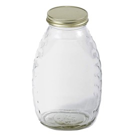 Little Giant 16 Ounce Traditional Skep Design Beekeeping Glass Honey Storage Jar with Airtight Lid and Room for Labels, 48-Pack