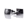 aplusashop ID Cufflinks Black + Engraving Stainless Steel Wedding Business