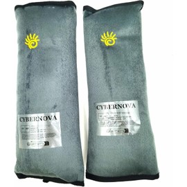 CYBERNOVA Pack of 2 Car Vehicle Seat Belt Harness Shoulder Pad Cover Car Cushion Child Seat Belt Pad for Children Baby Head Support Sleep During Travel (Grey + Grey)