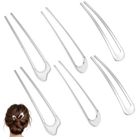 6PCS Metal French Hair Pin U Shape Vintage Women French Twist Hair Clip Silver Bun Hairstyle Accessories Bun Tresses Fork Suitable for Long and Thick Tresses Women Gift