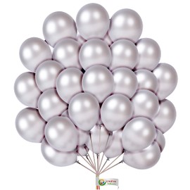 Silver Balloons 10 Inch Metallic Balloons Latex Party Balloons for Wedding Engagement Baby Shower Birthday Party Decorations Silver Metallic Balloons Pack of 25
