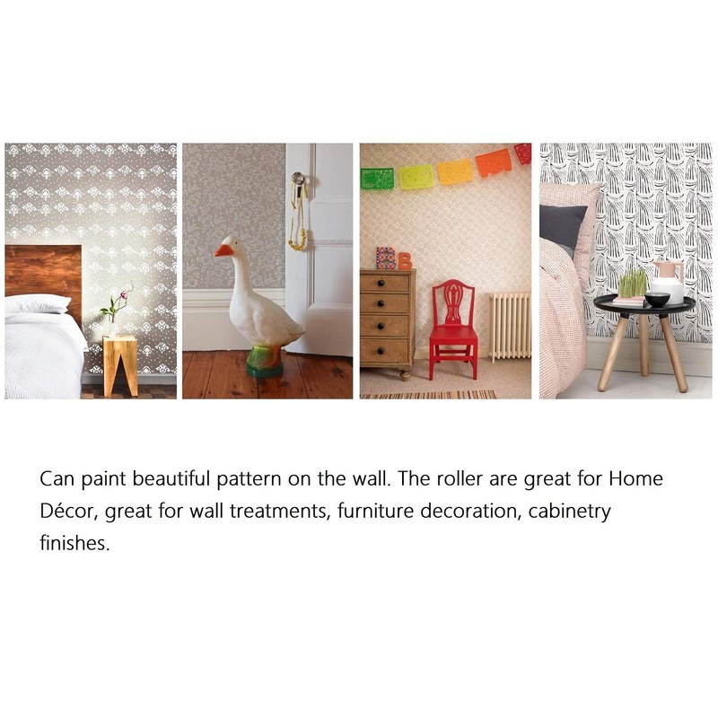 BUUEERR 5" Pattern Paint Roller Brush Sleeve Texture Stencil Wall
