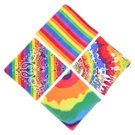 Fashion Rainbow Square Scarf Soft Scarves Bandana Headscarf Neck Hair Wrap Decor Multi-Colored Accessory for Women (4 PCS)