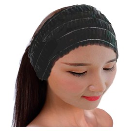 S.fields.inc Disposable Hair Band Hair Cap 100pc Hair Turban Headband Non-woven Fabric Face Wash Black White (Black)