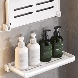 RV Aluminum Foldable Shelf- Hidden, RV Fold-Down Storage Panel,Wall-Mounted Folding Shelves, Space-Efficient Versatile Floating Storage for RVs, Campers, Bedrooms, Kitchens (White)