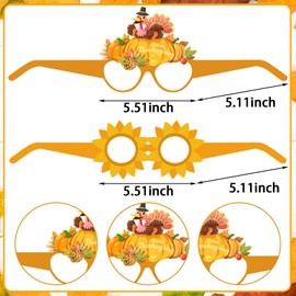 Hewyom Fall Thanksgiving Glasses 24Pcs Party Favors Turkey Thanksgiving Paper Eyeglasses for Kids Adults Holiday Photo Booth Photobooth Props Birthday Party Supplies Gifts Goodie Bag Fillers