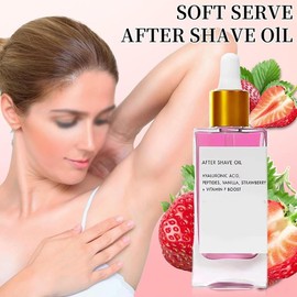 Strawberry Vanilla After Shave Oil Women, Soft Serve After Shave Oil for Smooth Skin, Prevent Ingrown Hairs & Dryness (1PC, 90ML)