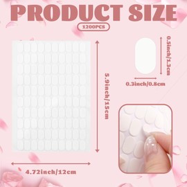 1200 Pcs False Tip Double Sided Adhesive Tapes, Pre-Cut Nail Sticky Tabs, Adhesive Nail Tabs for Nail Art Display Practice Holder and Color Chart Display Book