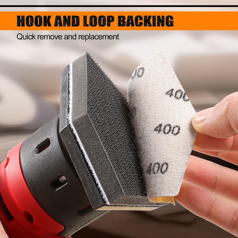 POLIWELL 100PCS 3.5 x 2.5in Assorted 80/120/180/220/400 Grit Hook &