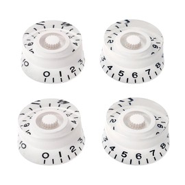 Banworks '60s Style Electric Guitar Control Knobs 2 Tone 2 Volume Speed Knobs Top Hat Metric 6mm (15/64") 18-Spline for Epiphone Les Paul SG Electric Guitars Pack of 4 JT/XN-02 White Black Numbers