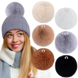 BQTQ Pack of 6 Faux Fur Pom Pom 10 cm Fur Pompoms DIY Fluffy Pompoms with Elastic for Hats Scarves Gloves Bags Decoration 6 Soft Colours