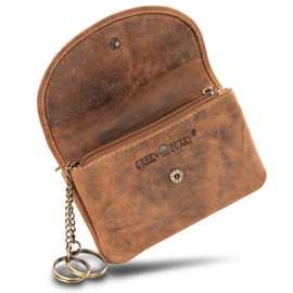 Darcis Key Case Brown – Key Bag Made of High-Quality Cowhide Leather – With 3 Key Rings – Key Case with 2 Zip Pockets – Leather Key Case