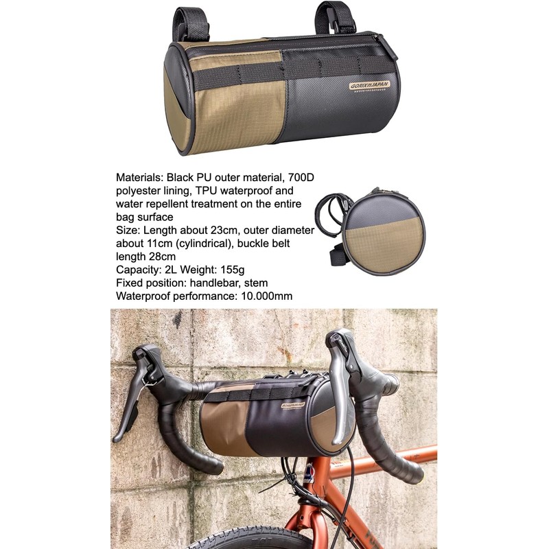 GORIX Bike Handlebar Bag Waterproof Front Bag Cylinder Durable Lightweight