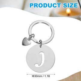 PATIKIL Initial Letter KeyChain, Stainless Steel Disc Letter A-Z Charm Keychain Cute Metal Heart Alphabet Keyring for Keys Handbag Purse Backpack, Silver (J)