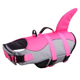 Queenmore Dog Life Jacket Ripstop Dog Safety Vest Adjustable Preserver with High Buoyancy and Durable Rescue Handle for Small,Medium,Large Dogs