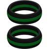 Set of Two (2) Thin Green Line Silicone Rings Size