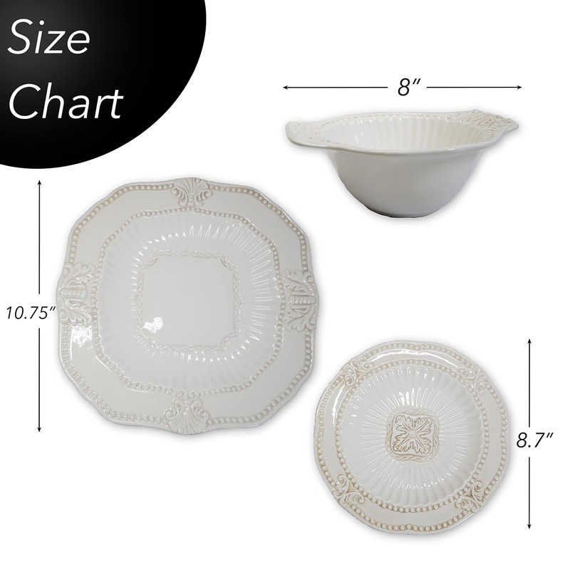 American Atelier 20-Piece Baroque Dinnerware Set, White