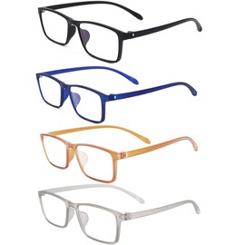 4 Pack Flexible Reading Glasses Lightweight Computer Blue Light Blocking Readers Large Size Women Men +4.00