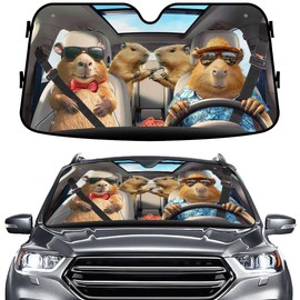 GENANY Capybara Family Windshield Sun Shade for Car SUV Truck (55x30 Inches), Sun Shade Windshield, Shades for Front Windows, Sunshade for Car Windshield, Protector Blocks UV