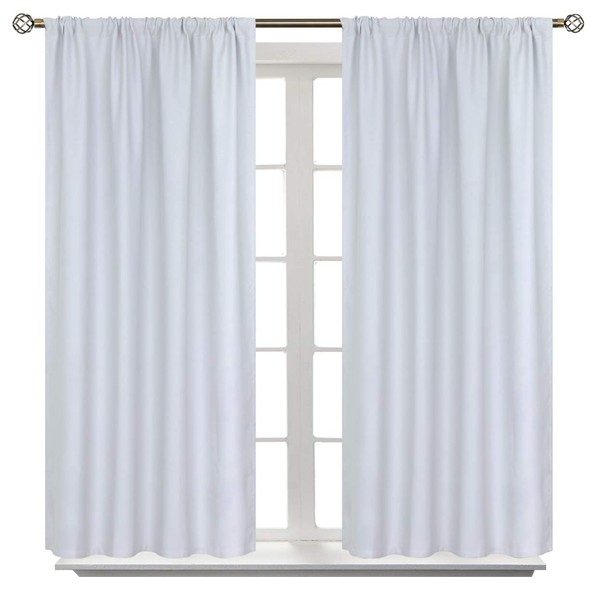 BGment Rod Pocket Blackout Curtains for Bedroom - Thermal Insulated Room Darkening Curtain for Living Room, 42 x 54 Inch, 2 Panels, Greyish White