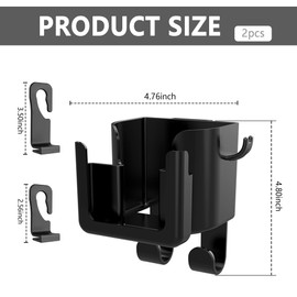 2PCS Multifunctional Car Cup Holder + Car Phone Holder + Car Purse Hook,Hanging Back Seat Car Organizer with Headrest Hooks,Universal Car Organizer Car Accessories Interior