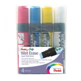 Pentel Wet Erase Chalk Marker Jumbo Tip - Multi-colour (Pack of 4)