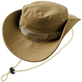 Kugooyi Fishing Hat, Safari Hat, UV Protection, Camping Tan, Foldable, Wide Brim, Quick Drying, Lightweight, Windproof, Chin Strap, Unisex, Stylish, Boonie Hat, For Outdoor Travel, Bicycle, Hiking,