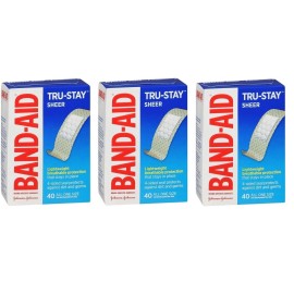 Band-Aid Brand Adhesive Bandages Tru-Stay Sheer All One Size 40ct *Three Pack*