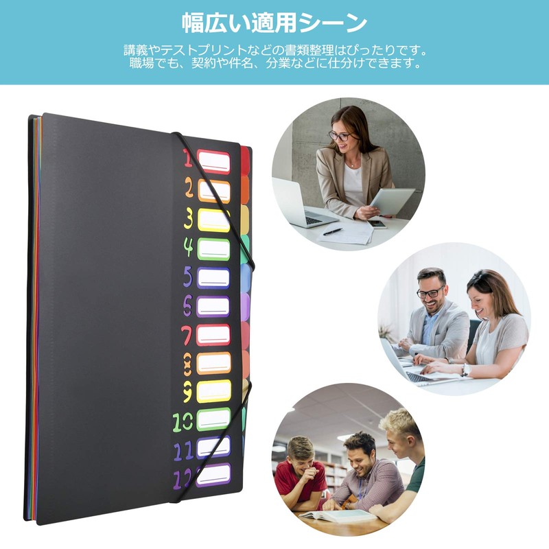 YIYI Document Files A4 Folder 12 Pockets File Case Freestanding