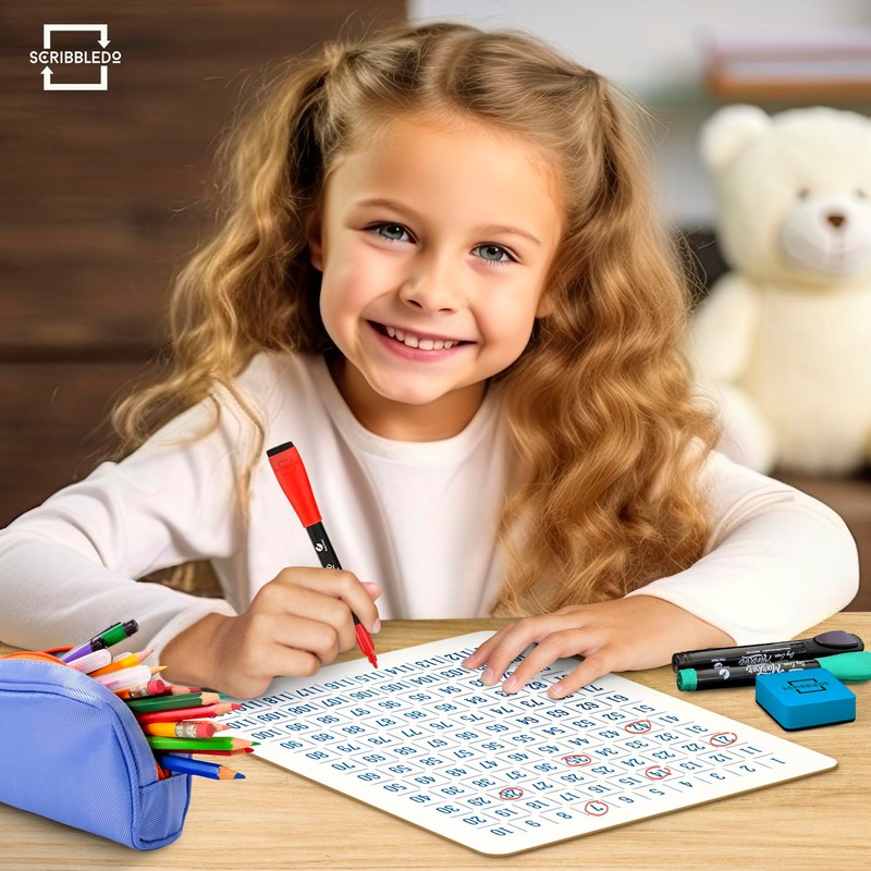 SCRIBBLEDO Dry Erase Number Chart 9”x12” White Board Teacher Student
