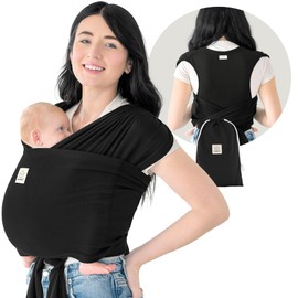 KeaBabies Baby Wrap Carrier Ring Sling - Easy to Wear, Adjustable D-Lite Baby Carrier Newborn to Toddler, Infant Carrying Shirt, Hands Free Bonding, Breathable Fabric Wearing Wrap (Trendy Black)