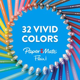 Paper Mate Flair Felt Tip Pens, Medium Point (0.7mm), Assorted Colors, 12 Count - For Arts & Crafts, Note-Taking, Journaling, School Supplies for Teachers & Students
