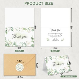 HiABNRT 25 Funeral Thank You Cards with Envelopes, 4x6in, Message Inside